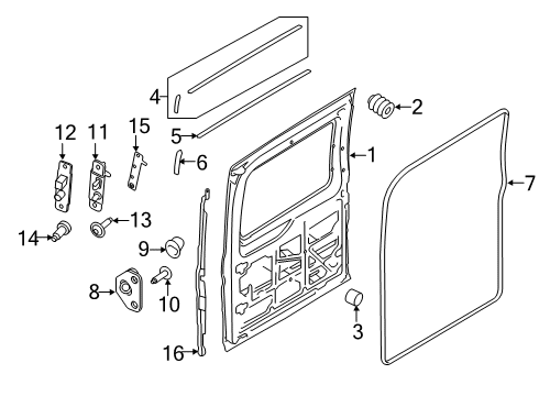 2021 Ford Transit-350 Door & Components Upper Weatherstrip Diagram for EK4Z-1551400-L