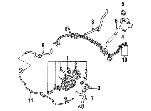 1992 Infiniti Q45 P/S Pump & Hoses Power Steering Pressure Hose & Tube Assembly Diagram for 49720-64U11