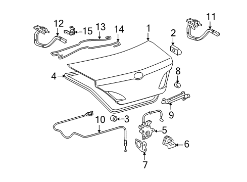 2005 Toyota Avalon Trunk Lid Weatherstrip Diagram for 64461-AC030