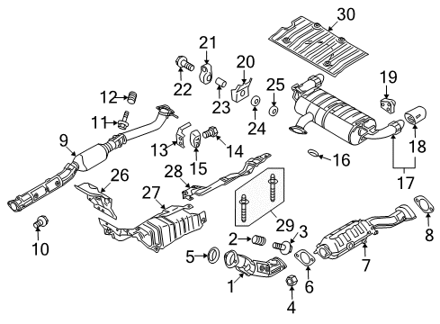 2013 Mitsubishi Lancer Exhaust Components Bolt-Exhaust Pipe Diagram for MF243660