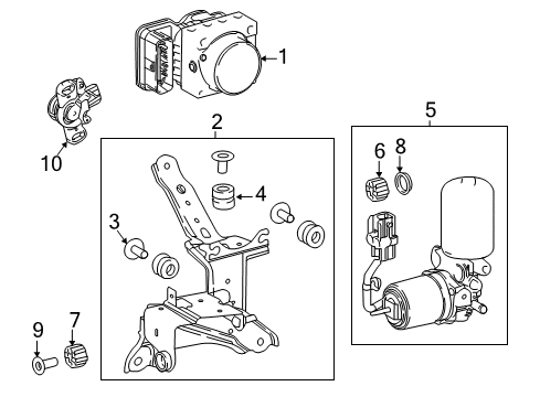 2018 Toyota Camry ABS Components Cushion, Brake Actuator Bolt Diagram for 44546-12120