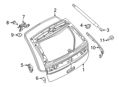 2013 Ford Edge Lift Gate Support Cylinder Diagram for 7T4Z-78406A11-A