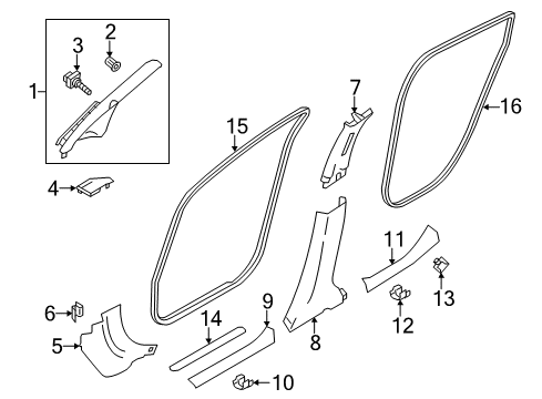 2012 Nissan Leaf Interior Trim - Pillars, Rocker & Floor GARNISH Assembly-Front Pillar, RH Diagram for 76911-3NA0A