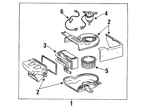 1992 Toyota Land Cruiser Heater Core & Control Valve Heater Assembly Diagram for 87110-60110
