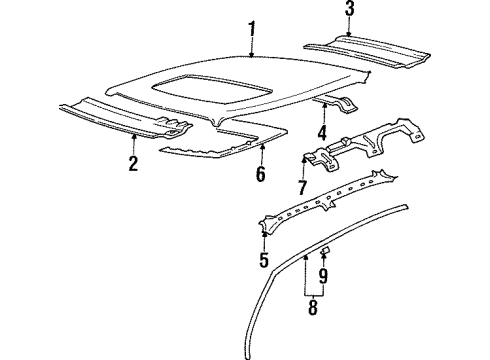 1998 Hyundai Sonata Roof & Components, Exterior Trim Rail Assembly-Roof Side Inner LH Diagram for 71371-34000