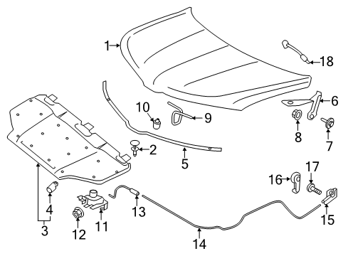 2017 Lincoln MKX Hood & Components Front Weatherstrip Diagram for FA1Z-16B990-A