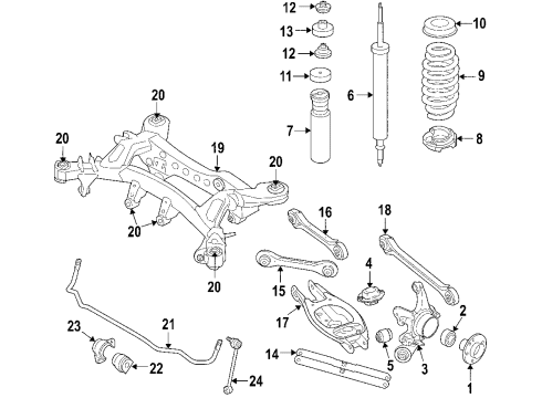 2009 BMW 335i Rear Suspension, Rear Axle, Lower Control Arm, Upper Control Arm, Stabilizer Bar, Suspension Components Rear Left Shock Absorber Diagram for 33526780199