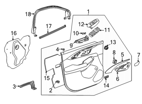 2022 Chevrolet Trailblazer Interior Trim - Front Door Water Deflector Diagram for 42485196