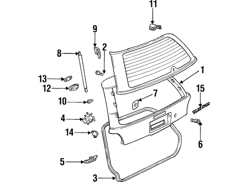 1994 Saturn SW1 Lift Gate Lift Gate Latch Actuator Assembly Diagram for 22144103