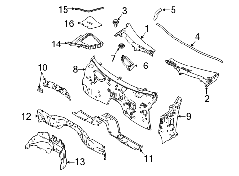 2014 Infiniti Q50 Cowl Dash-Side, LH Diagram for 67601-4GB5A