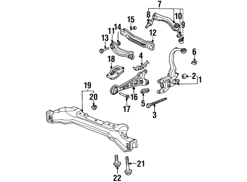 1998 Acura CL Rear Suspension Components, Lower Control Arm, Upper Control Arm, Stabilizer Bar Knuckle Complete , Left Rear Diagram for 52116-SV4-C60