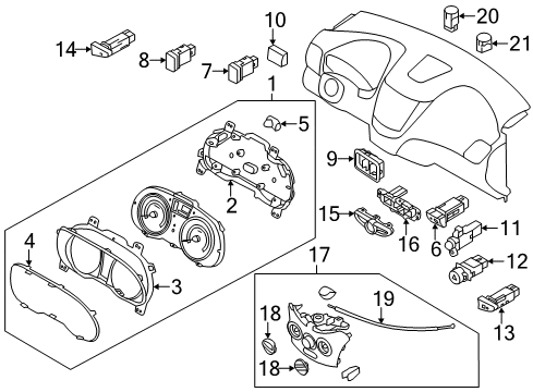 2012 Hyundai Accent Instruments & Gauges Bulb Diagram for 94369-1R000