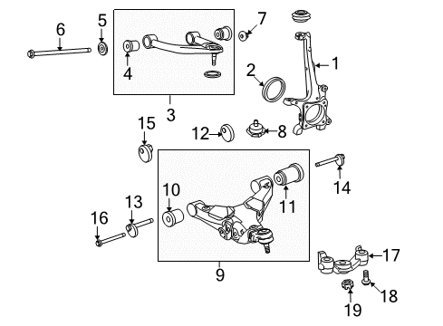 2007 Toyota Tundra Front Suspension Components, Lower Control Arm, Upper Control Arm, Stabilizer Bar Adjust Bolt Diagram for 48409-34040