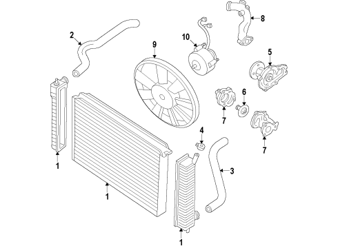 1996 Nissan Quest Cooling System, Radiator, Water Pump, Cooling Fan Motor Assembly Fan & SHROUD Diagram for 21481-1B000