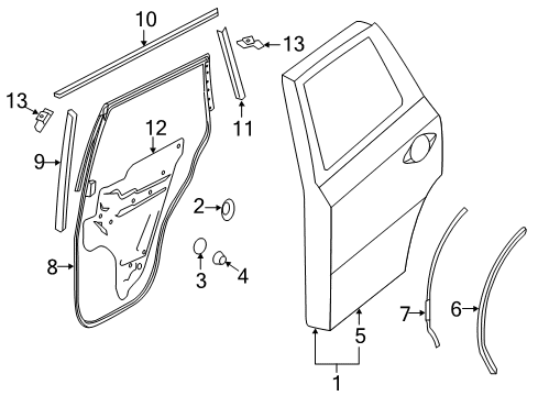 2015 Nissan Pathfinder Rear Door Cover-Sash Inner, RH Diagram for 822D4-3JA1A