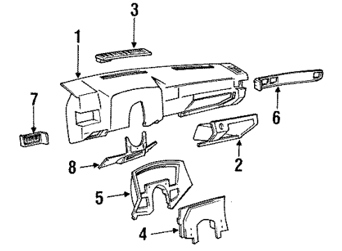 1988 Oldsmobile Cutlass Calais Instrument Panel Trim Plate Diagram for 22529345