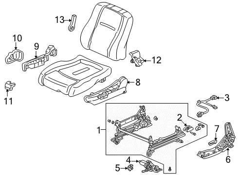 2000 Honda Accord Tracks & Components Switch Assembly, Power Seat (Classy Gray) Diagram for 35950-SM4-J32ZT