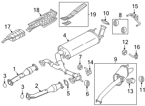 2016 Infiniti QX80 Exhaust Components Mounting Assembly-Exhaust, Rubber Diagram for 20721-1LA0A