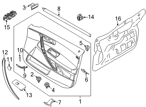 2009 BMW X3 Front Door Inner Left Window Channel Cover Diagram for 51333330183