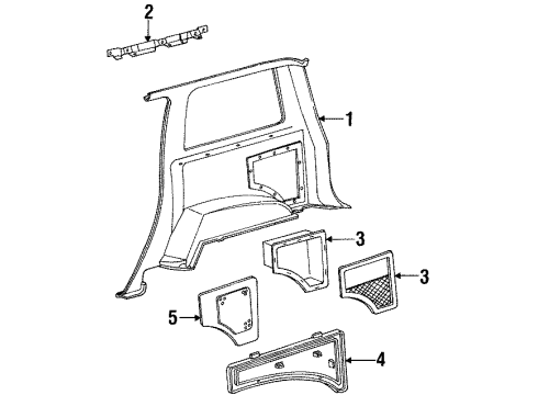 1999 Mercury Mountaineer Interior Trim - Quarter Panels Quarter Trim Panel Diagram for XL2Z7831013AAC