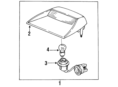 1992 Honda Civic High Mount Lamps Light Assy., High Mount *NH178L* (EXCEL CHARCOAL) Diagram for 34270-SR4-A01ZA