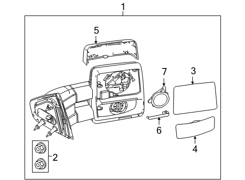 2013 Ford F-150 Mirrors Mirror Glass Diagram for 7L3Z-17K707-G