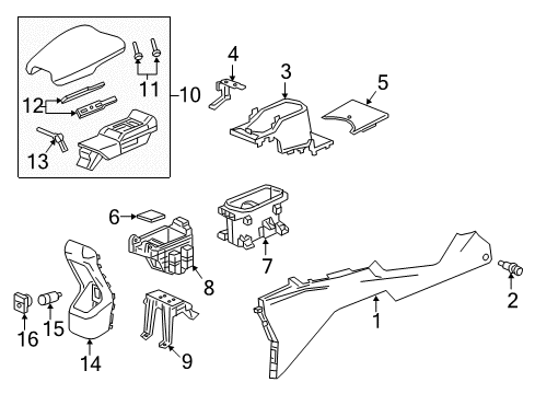 2019 Honda HR-V Center Console Armrest Assembly (Deep Black) Diagram for 83407-T7W-A01ZA