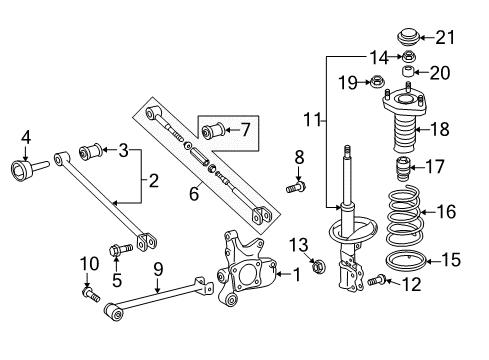 2008 Toyota Highlander Rear Suspension Components, Stabilizer Bar Strut Diagram for 48530-80431