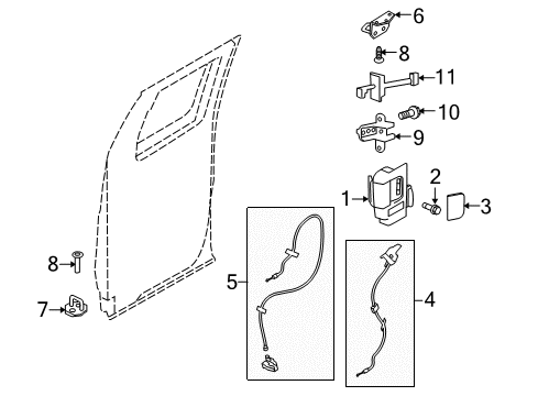 2012 Ford F-150 Rear Door - Lock & Hardware Lower Latch Diagram for 9L3Z-18264A01-A