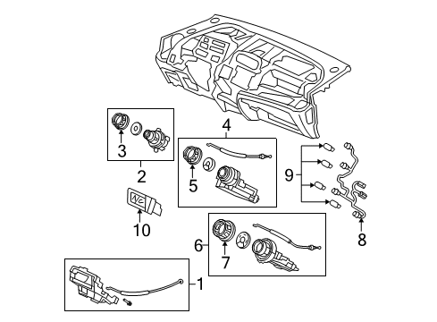 2012 Honda Fit A/C & Heater Control Units Control Assy., FResh/Recirculating *NH167L* (GRAPHITE BLACK) Diagram for 79540-TK6-A01ZA