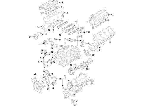 2015 Ford Flex Engine Parts, Mounts, Cylinder Head & Valves, Camshaft & Timing, Variable Valve Timing, Oil Cooler, Oil Pan, Oil Pump, Crankshaft & Bearings, Pistons, Rings & Bearings Piston Diagram for BA5Z-6135-A