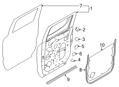 2018 Nissan Titan XD Rear Door WEATHERSTRIP-REAR DOOR, LH Diagram for 82831-9FV0B