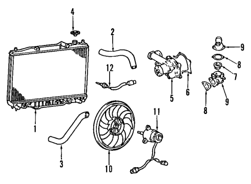 1994 Hyundai Elantra Cooling System, Radiator, Water Pump, Cooling Fan Case-Thermostat Diagram for 25620-33102