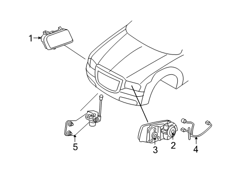 2007 Dodge Charger Bulbs Headlight Assembly Compatible Diagram for 4806164AG