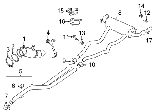 2021 BMW M440i Exhaust Manifold REAR MUFFLER WITH EXHAUST FL Diagram for 18307933845