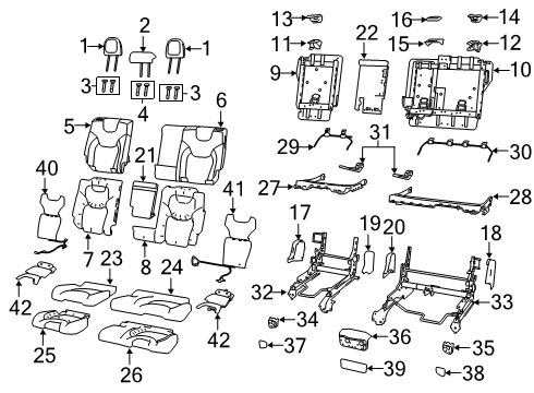 2019 Jeep Cherokee Rear Seat Components Seat Cushion Foam Rear Left Diagram for 68193953AB