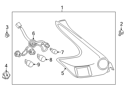 2012 Nissan Juke Bulbs Body Assembly - Combination Lamp, RH Diagram for 26554-1KM0A