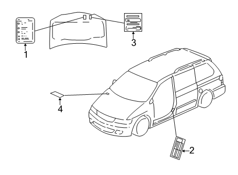 2004 Honda Odyssey Information Labels Placard, Specification (Usa) Diagram for 42762-S0X-A05