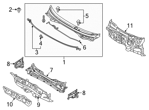 2018 Hyundai Sonata Cowl Hose & Connector Assembly-Windshield Washer Diagram for 98660-C1000