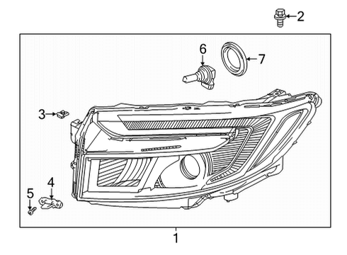 2021 Honda Ridgeline Bulbs Tapping Screw Diagram for 33103-TG7-A01