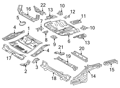 2022 Toyota Prius Rear Floor & Rails Rear Floor Pan Diagram for 58311-47110