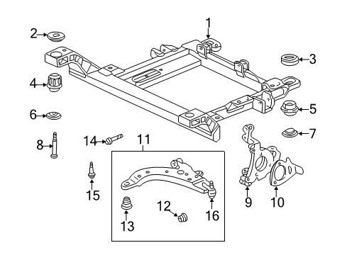 2003 Chevrolet Impala Front Suspension Components, Lower Control Arm, Stabilizer Bar Shield, Front Brake Diagram for 25862794