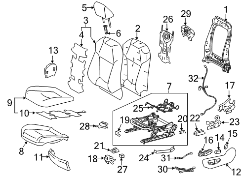 2021 Toyota RAV4 Heated Seats Seat Back Pad Diagram for 71552-0R190