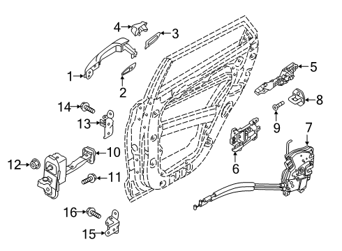 2022 Hyundai Kona Lock & Hardware HANDLE ASSY-REAR DOOR INSIDE, L Diagram for 83610-J9510-NVC