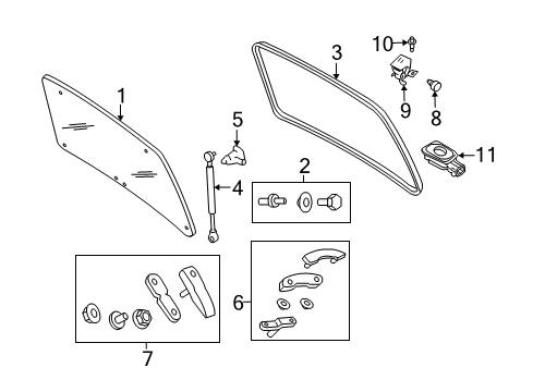 2010 Mercury Mariner Lift Gate - Glass & Hardware Door Shell Bumper Diagram for -W713055-S300