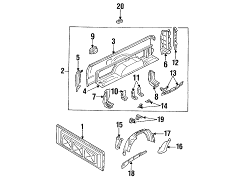 1994 Toyota Pickup Pick Up Box Cylinder & Keys Diagram for 69058-35180