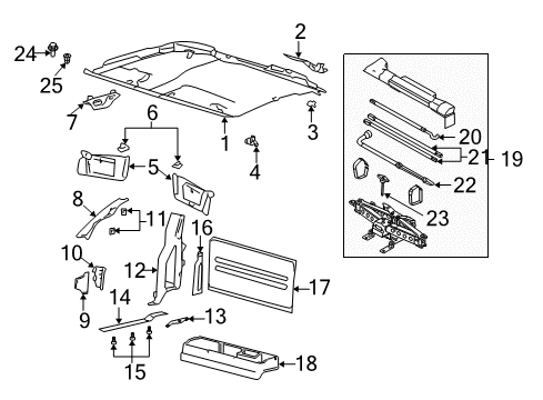 2008 Ford F-150 Interior Trim - Cab Headliner Diagram for 7L3Z-1551944-FB