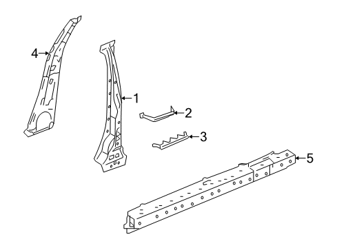 2013 Honda Accord Center Pillar & Rocker Plr Comp L, Center Inn Diagram for 64620-T2A-A00ZZ