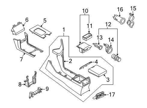 2003 Infiniti M45 Console Console Box-Floor Diagram for 96910-CR900