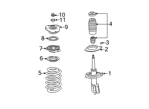 2000 Cadillac DeVille Struts & Components - Front Strut Diagram for 22064782